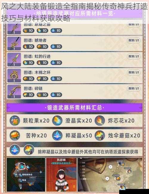 风之大陆装备锻造全指南揭秘传奇神兵打造技巧与材料获取攻略