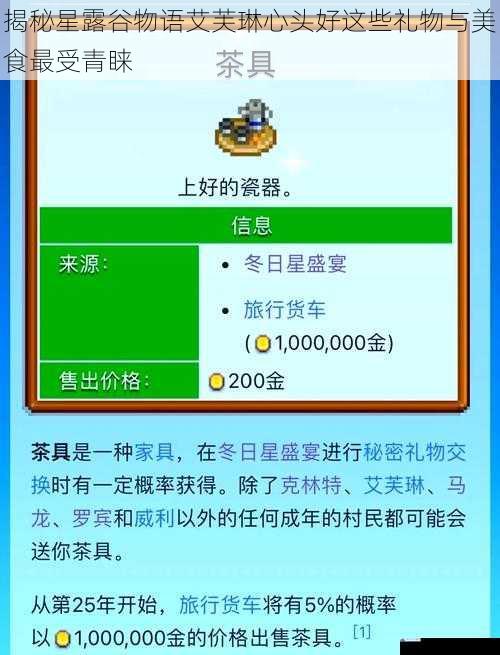 揭秘星露谷物语艾芙琳心头好这些礼物与美食最受青睐