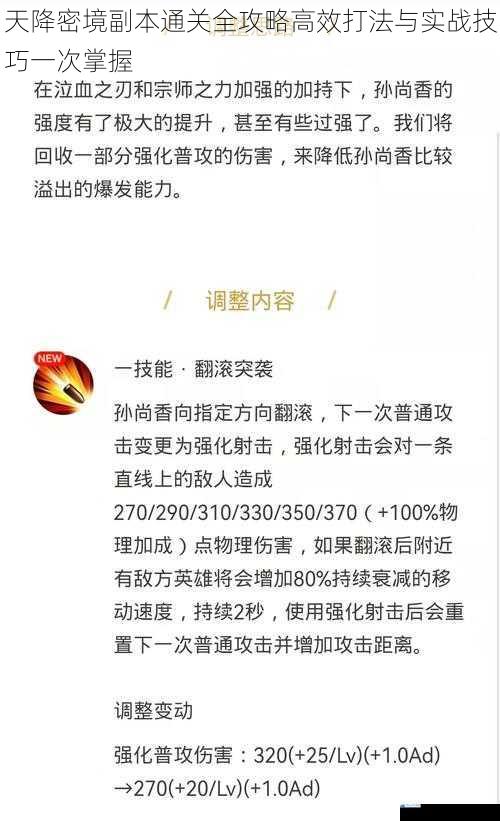 天降密境副本通关全攻略高效打法与实战技巧一次掌握