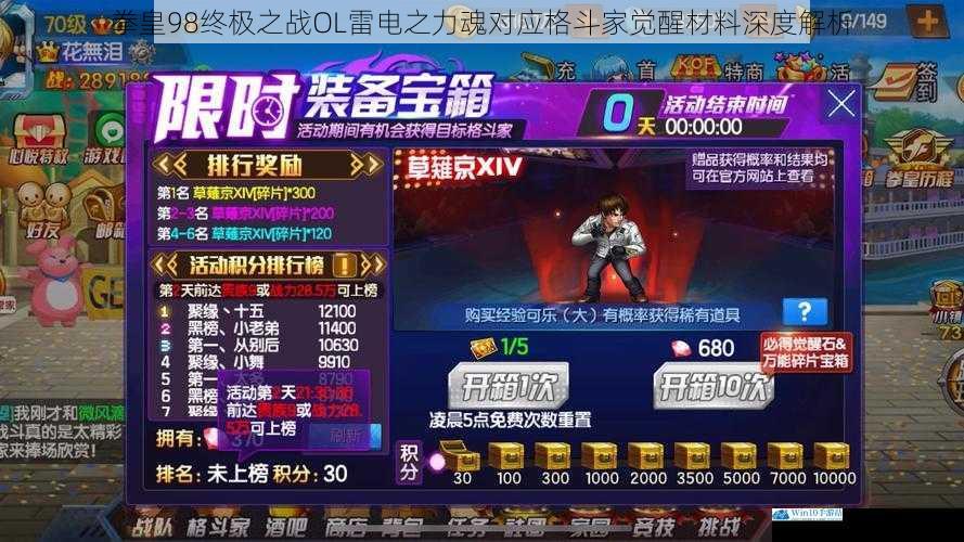 拳皇98终极之战OL雷电之力魂对应格斗家觉醒材料深度解析