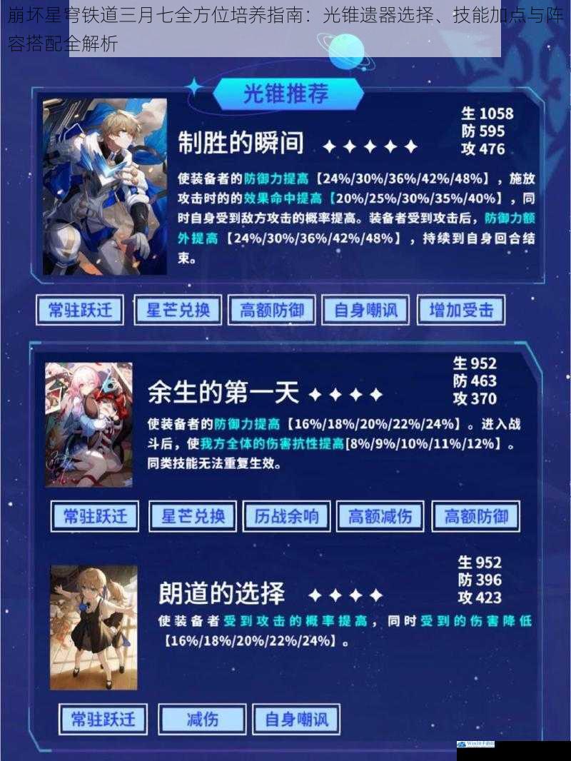 崩坏星穹铁道三月七全方位培养指南:光锥遗器选择、技能加点与阵容搭配全解析