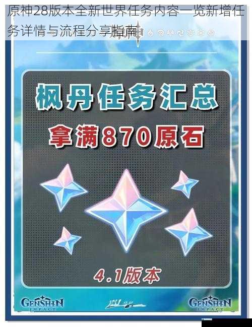 原神28版本全新世界任务内容一览新增任务详情与流程分享指南