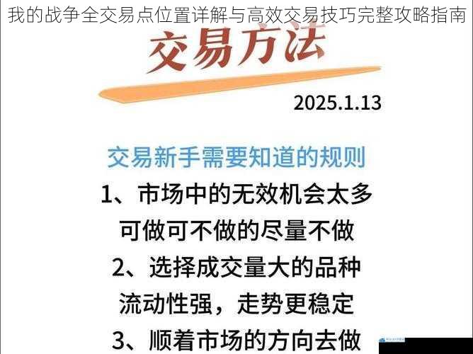 我的战争全交易点位置详解与高效交易技巧完整攻略指南