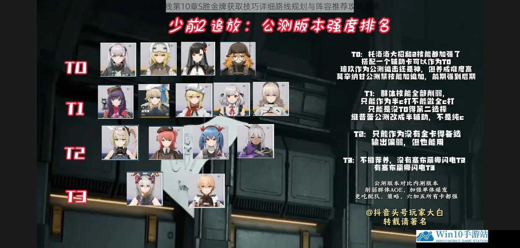 少女前线第10章S胜金牌获取技巧详细路线规划与阵容推荐攻略指南