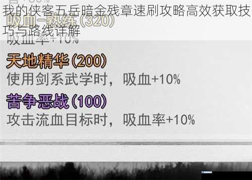 我的侠客五岳暗金残章速刷攻略高效获取技巧与路线详解