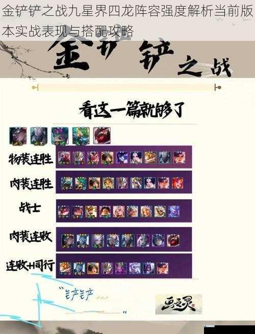 金铲铲之战九星界四龙阵容强度解析当前版本实战表现与搭配攻略