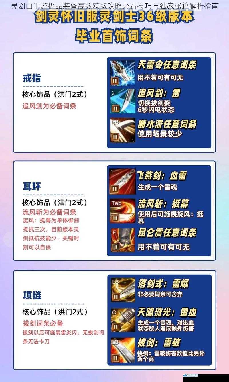 灵剑山手游极品装备高效获取攻略必看技巧与独家秘籍解析指南