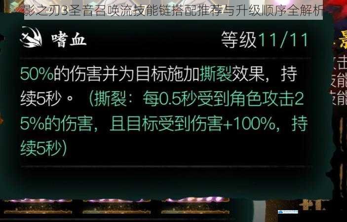 影之刃3圣音召唤流技能链搭配推荐与升级顺序全解析