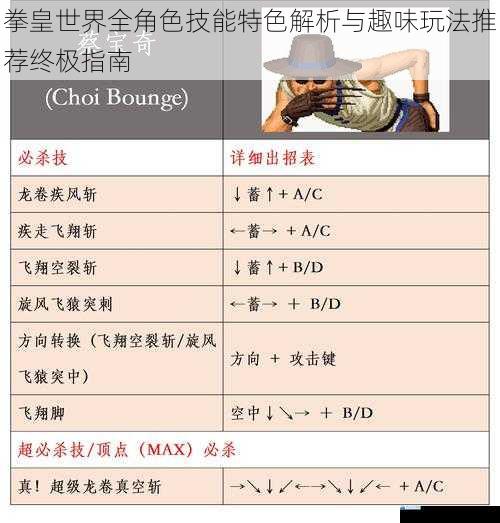 拳皇世界全角色技能特色解析与趣味玩法推荐终极指南