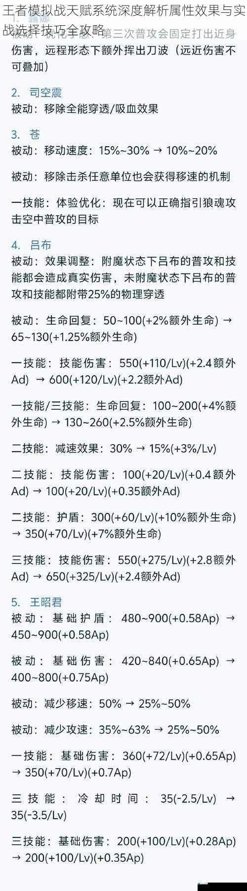 王者模拟战天赋系统深度解析属性效果与实战选择技巧全攻略