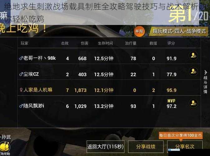 绝地求生刺激战场载具制胜全攻略驾驶技巧与战术解析助你轻松吃鸡