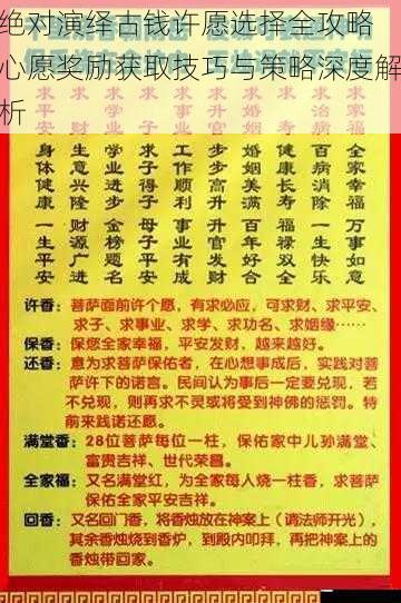 绝对演绎古钱许愿选择全攻略 心愿奖励获取技巧与策略深度解析