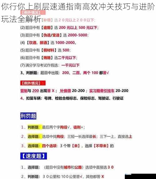 你行你上刷层速通指南高效冲关技巧与进阶玩法全解析