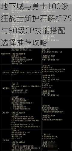 地下城与勇士100级狂战士新护石解析75与80级CP技能搭配选择推荐攻略