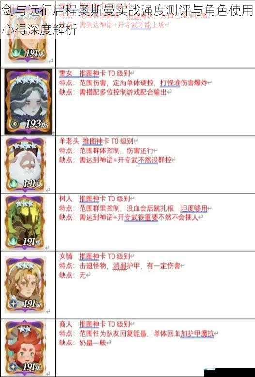 剑与远征启程奥斯曼实战强度测评与角色使用心得深度解析